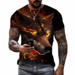 Metsiku hundimustriga &uuml;lisuured T-s&auml;rgid Suvine trend Animal Harajuku 3D prindiga T-s&auml;rk meestele Moodne O-kaelusega l&uuml;hikeste varrukatega topid 6XL