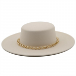 Uus Briti stiilis kuldne kett talvine villane &uuml;hev&auml;rviline Klassikaline fedora m&uuml;ts meestele naistele Panama jazz m&uuml;ts 9.5CM Lai &auml;&auml;r Suur fedora 56-58CM