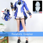 Focalors Cosplay Anime Focalors Cosplay Kost&uuml;&uuml;m Vormir Parukas M&uuml;ts Kost&uuml;&uuml;m Halloweeni Kleidid Naistele L-(Costume+Wig)