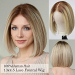 HAIRCUBE Inimjuustest Parukad Pruunid Blondid Bob Pits ees Parukad Eelkitkutud Blondid Kuldne HD Pits Esiparukad L&uuml;hikesed sirged Remy Parukad juustest