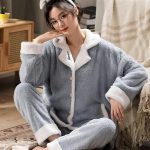 Kaheosalised komplektid Talvised pidžaamakomplektid Naiste paksud soojad flanellist pikkade varrukatega magamisriided Mood Koduriided Pidžaama Naiste koduriided M