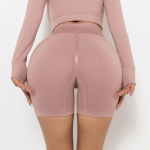 Naiste spordip&uuml;ksid &otilde;mblusteta k&otilde;rge v&ouml;&ouml;kohaga puusa push-up joogap&uuml;ksid Fitness J&otilde;usaali treeningp&uuml;ksid tagumikku t&otilde;stvad s&auml;&auml;rised l&uuml;hikesed S roosa