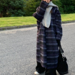 Talvine uus korea stiilis &uuml;le p&otilde;lve ulatuv retrostiilis pikad lahtised ringid Elegantne ruuduline villane mantel vabaaja villane mantel L