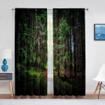 Metsamets Lehestik P&auml;ikesekiired Loodusvaade Elutoa t&uuml;llkardinad Magamistoa K&ouml;&ouml;gi sisustus L&auml;bipaistvad Voile kardinad Aken 1 PCS W100XH250cm&Rod Pocket