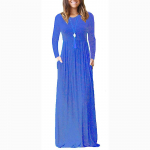 Kevadsuvi pikkade varrukatega l&uuml;hikeste varrukatega massiivne O-kaelusega vabaajakleit vabaaja pikad kleidid naiste s&uuml;gisene elastse v&ouml;&ouml;koha kleit 18184 XXXL sinine