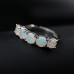 925 Sterling h&otilde;be S&otilde;rmus naturaalne opaal rd 5,0mm 5 tk 2ct kalliskivi klassikaline lihtne S&otilde;rmus naistele kena kingitus us ring size 6# valge