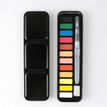 Mitmev&auml;rviline tahke akvarellv&auml;rvikomplekt Kaasaskantav metallkarp koos vesiv&auml;rvipintsliga koolilastele professionaalsete kunstitarvikutega