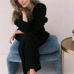 Kevade ja s&uuml;gise imitatsioon naaritsast kardigan pikkade varrukatega kootud naiste topid vabaaja mugavad &scaron;ikk kudumid kampsun M