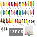 43/12 tk kalap&uuml;&uuml;gilusikaga peibutuss&ouml;&ouml;dad, metallist s&ouml;&ouml;dad Forellip&uuml;&uuml;gis&ouml;&ouml;dad forelli ja ahvena jaoks koos varustuskastiga v&otilde;ltslandid p&uuml;&uuml;gikonks 43pcs