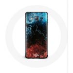&Uuml;mbris Samsung galaxy J3 abstraktse tekstuuriga taustaga punane must sinine