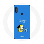 Coque pour Xiaomi Redmi Note 5 Pro Bangtan BTS BT21 Chimmy Jimin Fond Bleu