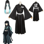 Anime Demon Slayer Kimetsu No Yaiba Tokitou Muichirou Cosplay Kost&uuml;&uuml;mid Kisatsutai &Uuml;htne Parukas Halloweeni Karnevali &Uuml;likond L-(Full set+wig) black