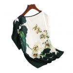 T-s&auml;rk Floral Cool Plus Size Naiste Elegantne lillemustriga T-s&auml;rk ostlemiseks 2XL roheline