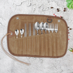 12Pcs Camping Cutlery Roll Bag, without Cutlery, Set Storage with Waxed Canvas, Hanging 12pcs