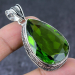 Natural Peridot Gemstone Handmade 925 Sterling Silver Jewelry Pendant 2.17 c8o95