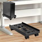 CPU Holder Stand Computer Mainframe Bracket with 4 Caster PC Cart for under Desk Case valge