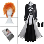 Kurosaki Ichigo Cosplay Bleach Thousand-Year Blood War ichigo kurosaki Cosplay Kost&uuml;&uuml;mid Naiste Meeste Riietus ichigo Parukas Cosplayd XXL-(Full set+wig) black