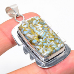 Natural Copper Larimar Gemstone 925 Sterling Silver Gift Pendant 2.17 h5r68