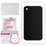 apgo Protective Skin Sticker for the back compatible with Apple iPhone 3GS, Wrap Film, Foil, Vinyl - Pattern Carbon Black