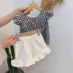 T&uuml;drukute Korea stiilis L&auml;&auml;ne stiilis &uuml;likond Suvine beebi Xiaofei varrukatega vest Beebi s&auml;rk l&uuml;hikesed p&uuml;ksid Kaheosaline moekas 130