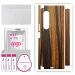 apgo Protective Skin Sticker for the back+sides compatible with Samsung Galaxy Z Fold 3, Full Wrap Film, Foil, Vinyl - Pattern Tigerwood