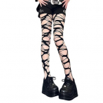 Naiste sukkp&uuml;ksid &otilde;&otilde;nsad Ebaregulaarsed punk-gooti Ripped Holes Kuumad t&uuml;drukute &ouml;&ouml;klubipidu k&otilde;hnad elastsed &uuml;hev&auml;rvilised daami &uuml;hes t&uuml;kis pikad sukad must