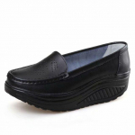 Uued naiste ehtsast nahast platvormkingad Wedges valged naiste vabaajajalatsid Swing Mother kingad, suurus 34-41 38