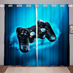 3D Prinditud Moodne Kohandatud Poistele Teismelistele Videom&auml;ngu Must Pol&uuml;ester &Otilde;huke Varjutav Kardin Laste Magamistuppa Elutuppa Kodu Konksude Kaunistus 100W130H(CM)40x51in&Hook