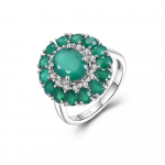 Trendikas vinge S925 h&otilde;bedane s&otilde;rmus naturaalne roheline ahhaat rahustav kalliskivi Kerge luksuslik ehe Naiste kihlus banketifestivali kingitus us ring size 6# roheline