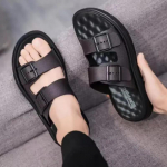 WTEMPO Flip Flops Meeste suvised l&otilde;hnavastased tahked lamedad kontsad, libisemisvastased paks tald, suure suurusega vabaaja hingavad mugavad vastupidavad rannasussid 39 must