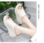 Must valge Peep Toe platvorm kiilud sandaalid kiilud k&otilde;rged kontsad sussid rannasandaalid naiste kingad 37 beež