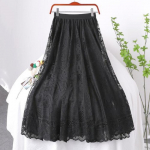 Scallop Hem pitsseelik &ndash; &otilde;&otilde;nsa ja elastse v&ouml;&ouml;kohaga &ndash; meelitav A-joon vabaaja &scaron;iki jaoks &ndash; naiste moe jaoks oluline M must