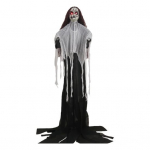 Halloweeni ornament hirmutav kummituslik pruutfiguur koos helipatareiga t&ouml;&ouml;tava Halloweeni luustiku kaunistus jube kummitava maja rekvisiit valge