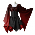 Naiste Halloweeni Cosplay-kleit Ebaregulaarse &auml;&auml;risega paeltega rihm, gooti gradientv&auml;rviga sobiv keskaegne vintage nahkhiirevarrukatega etenduse lavakleit 3XL lilla