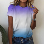 Gradient-naiste pluusid l&uuml;hikeste varrukatega 3D lilleprinteriga O-kaelusega vabaaja T-s&auml;rgid, Y2k topsid Isiklikud t-s&auml;rgid Roupa Feminina Mujer XL