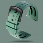 Kvaliteetne Fluoro kummist kellarihm 18mm 20mm 22mm 24mm spordikellapael Must roheline randmepael koos kiirkinnitusega vedruvardaga 24mm black buckle roheline