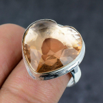 Looduslik Morganiidi V&auml;&auml;riskivi K&auml;sitsi valmistatud 925 Sterling H&otilde;be Ehted S&otilde;rmus Suurus 9 M6Q36