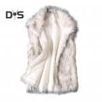 Naiste talvine vest L&uuml;hike kunstkarusnahast lahtik&auml;iv krae kardigan varrukateta soojust hoidev udune vest mantel Igap&auml;evane t&ouml;&ouml; koolijope S beež