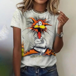 Suvine naiste T-s&auml;rk Funny Animal 3D Prindiga Suured r&otilde;ivad Moodsad kaelusega vabaaja l&uuml;hikeste varrukatega pullover Naiste T-s&auml;rgid S