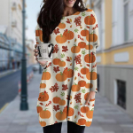 Naiste Pumpkin Party Print Crew kaelusega kleit kevads&uuml;gisene suures suuruses taskukleit XS valge