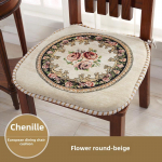 Kohandatud peene tikitud lilledega U-kujulised istmepadjad rihmadega Hiina stiilis puuvillane linane kontori kodu toolipadjad libisemiskindel t&otilde;mblukk 48x45cm (with straps)