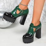 moodsad K&otilde;rged Kontsad Nahast Naiste Paksude Taldadega Kingad Mood S&uuml;gisene Kleit Jalutuskingad Naistele 2024 Trend Pumbad Elegantne Disainer Femme Zapatos 36 roheline