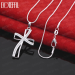 925 Sterling Silver Cross AAA tsirkoonist ripatsiga kaelakee Moodsad pulmaehted S-40CM