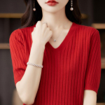 INDFS Naiste mood vabaaja suvekevadine &uuml;hev&auml;rvilise tr&uuml;kiga l&uuml;hikeste varrukatega V-kaelusega pluusid ja s&auml;rgid S valge