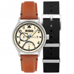 AVI-8 Hawker Hurricane Mckellar kaheajaline pruun beež nahkrihmaga kreemja sihverplaat AV-4101-0C kvartsist meeste k&auml;ekell koos lisarihmaga