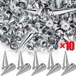 &Uuml;mmargused koonused needid h&otilde;bedased metallist koonusnaastud naelad metallist topeltkorgiga needid DIY riided kingad kott riidetarvikud 7x10MM