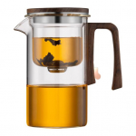 520/720/900 ml klaasist teekann infuseriga Puidust k&auml;epidemega kuumakindel, tilkumisvaba tila, vee eraldav teekann, kergesti puhastatav k&uuml;lma teekann M puhas