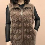 Paksendatud Faux Mink Vest Keskealiste naiste talveriided soe jope XXXL khaki