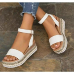 Moodsad Suvised Suured Suurused 43 Vabaaja Naiste Kiilkontsaga Sandaalid Libisemiskindla Platvormiga Sandaalid Valged Ankelrihmaga Sandaalid Naistele Zapatos 36 valge
