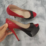 Naiste Kingad Seksuaalsed Platvormiga Varbaava 14cm &Auml;&auml;rmiselt K&otilde;rged Kontsad Stiletto Lakknahast Peo &Ouml;&ouml;klubi Punased Pulmakleidikingad 40 punane